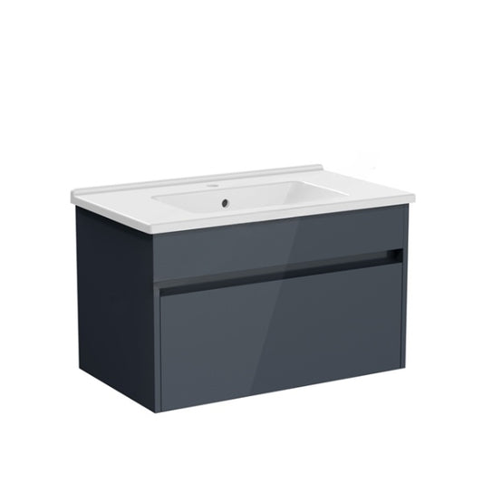 VitrA S50+ 1 Drawer Vanity Unit & Basin 800mm Anthracite High Gloss