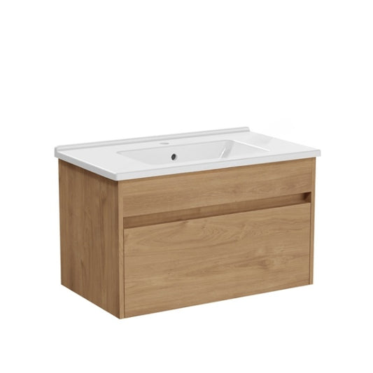 VitrA S50+ 1 Drawer Vanity Unit & Basin 800mm Golden Oak