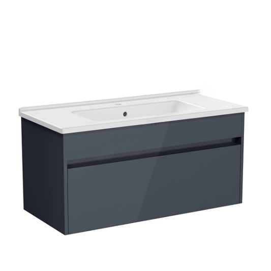 VitrA S50+ 1 Drawer Vanity Unit & Basin 1000mm Anthracite High Gloss