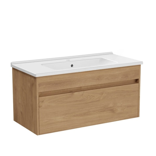 VitrA S50+ 1 Drawer Vanity Unit & Basin 1000mm Golden Oak