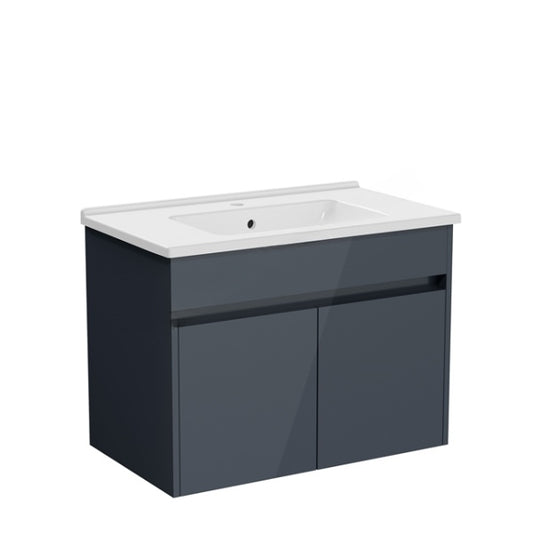 VitrA S50+ 800mm 2 Door Vanity Unit & Basin Anthracite High Gloss