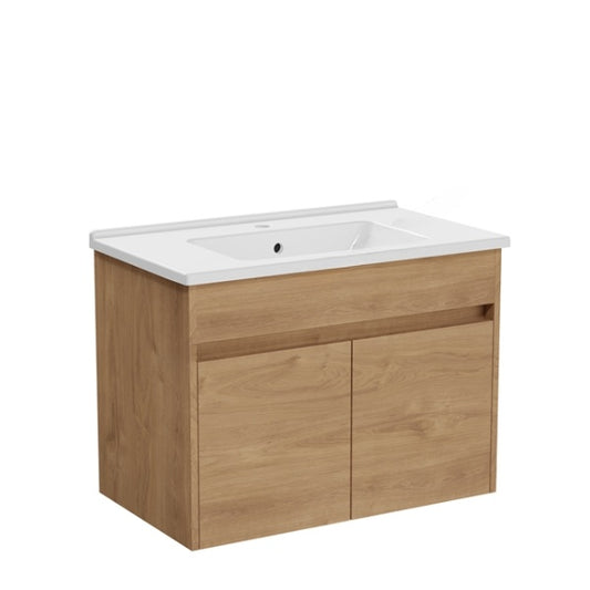 VitrA S50+ 800mm 2 Door Vanity Unit & Basin Golden Oak
