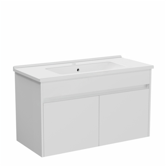VitrA S50+ 1000mm 2 Door Vanity Unit & Basin White High Gloss