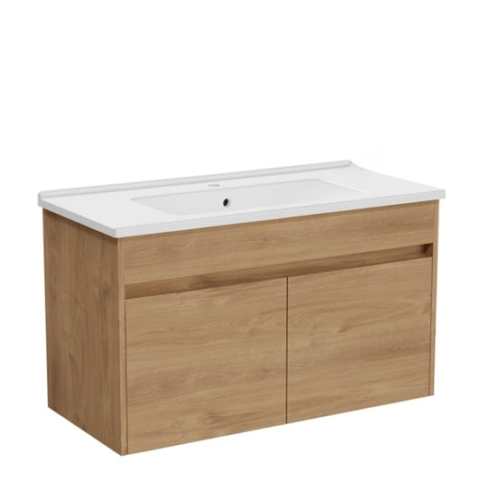 VitrA S50+ 1000mm 2 Door Vanity Unit & Basin Golden Oak