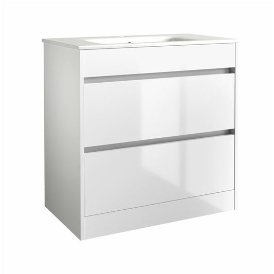 Best 2 Drawer Floorstanding Vanity Unit & Basin 790mm Matte White