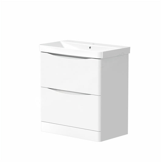 Best 2 Drawer Floorstanding Vanity Unit & Basin 560mm Matte White