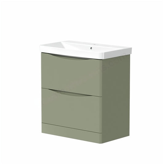 Best 2 Drawer Floorstanding Vanity Unit & Basin 560mm Savannah Green