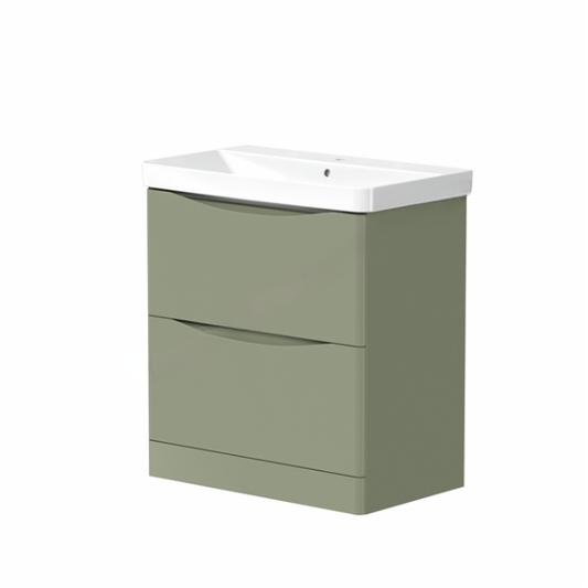 Best 2 Drawer Floorstanding Vanity Unit & Basin 760mm Savannah Green
