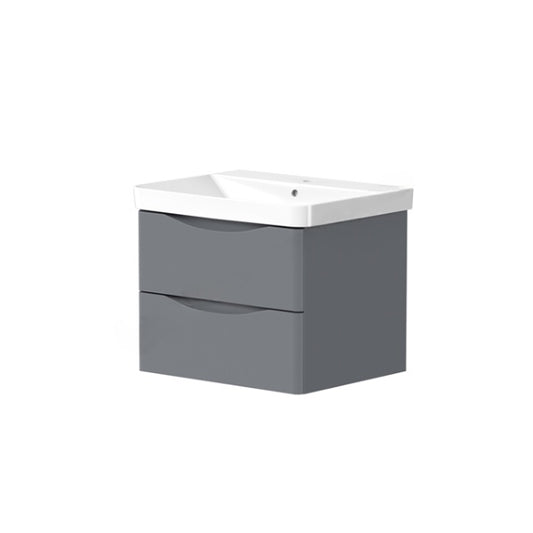 Best 2 Drawer Wall Mounted Vanity Unit & Basin 760mm Matte Grey
