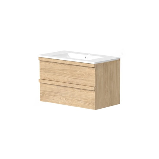 Best 2 Drawer Vanity Unit & Basin 800mm Light Oak